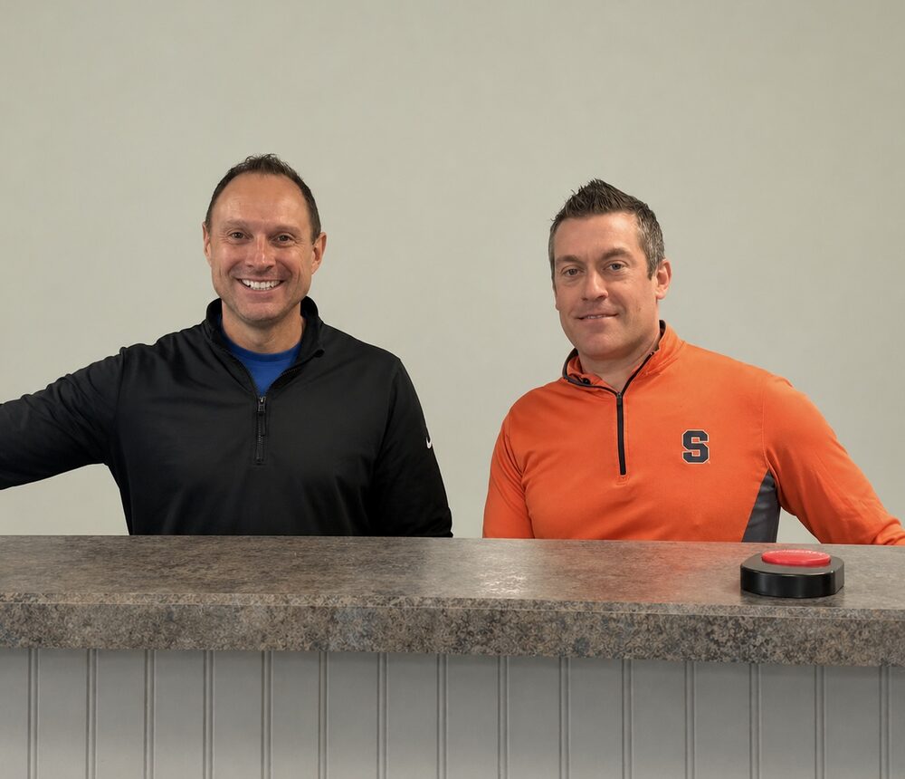 Owners Pete Cusimano and Mike Anders at the front desk